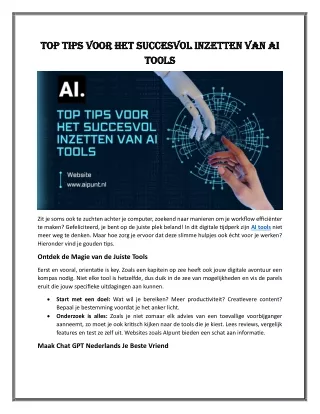 Top Tips voor het Succesvol Inzetten van AI Tools