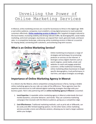 Unveiling the Power of Online Marketing Services