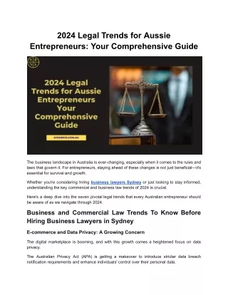 2024 Legal Trends for Aussie Entrepreneurs: Your Comprehensive Guide