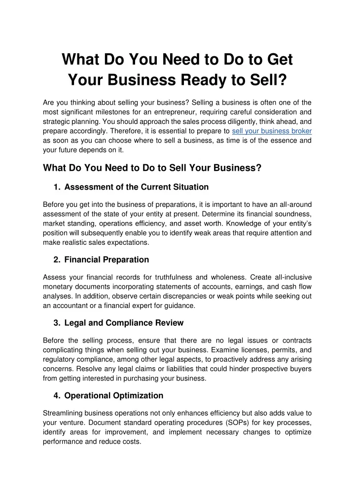 what do you need to do to get your business ready