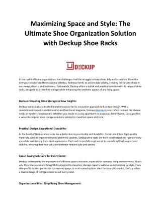 Maximizing Space and Style The Ultimate Shoe Organization Solution with Deckup Shoe Racks