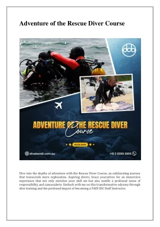 Adventure of the Rescue Diver Course