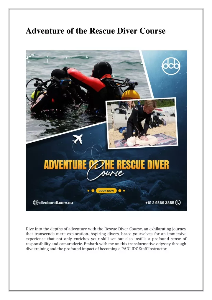 adventure of the rescue diver course