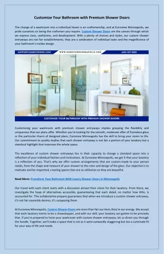 Customized Elegance for Your Home With Custom Shower Doors