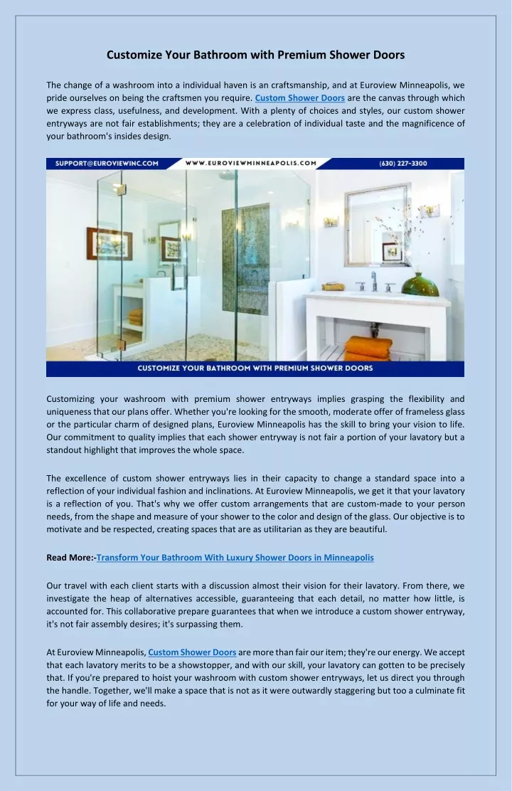 customize your bathroom with premium shower doors