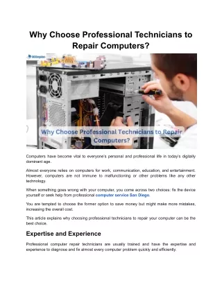 Why Choose Professional Technicians to Repair Computers?