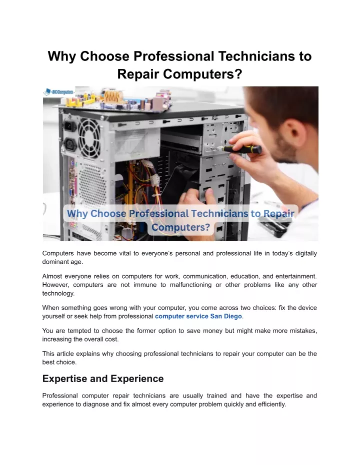 why choose professional technicians to repair