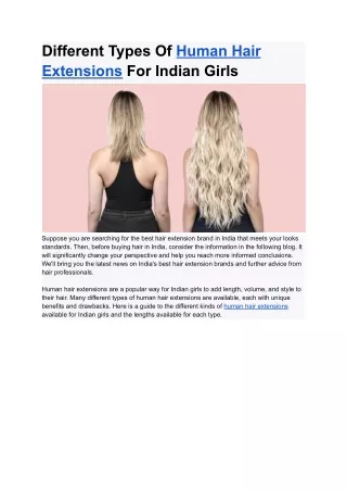 Different Types Of Human Hair Extensions For Indian Girls