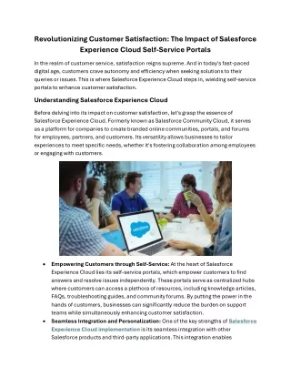 Revolutionizing Customer Satisfaction: The Impact of Salesforce Experience Cloud
