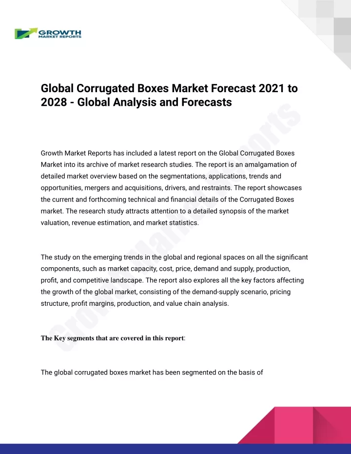 global corrugated boxes market forecast 2021