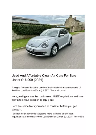 Used And Affordable Clean Air Cars For Sale Under £16,000 (2024)