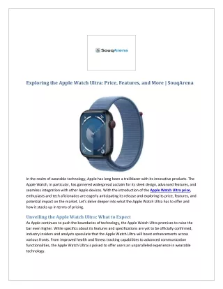 Exploring the Apple Watch Ultra: Price, Features, and More | SouqArena