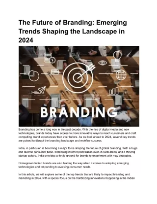 The Future of Branding Emerging Trends Shaping the Landscape in 2024