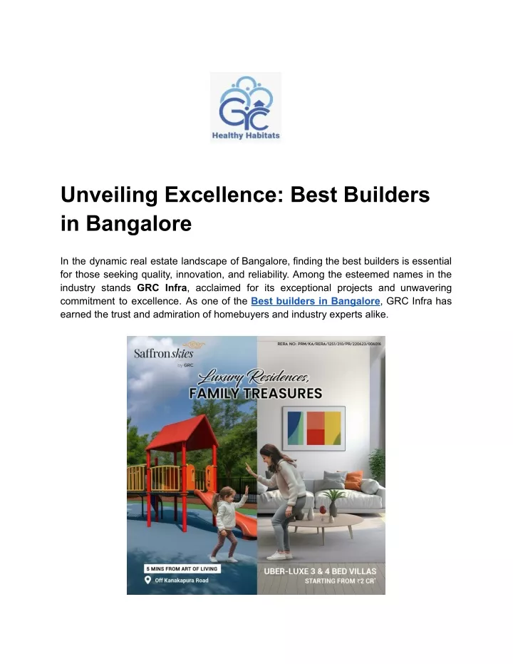 unveiling excellence best builders in bangalore