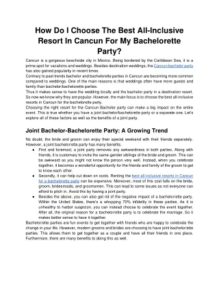 how do i choose the best all inclusive resort