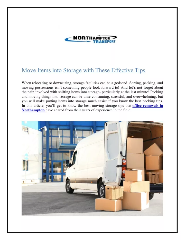 move items into storage with these effective tips