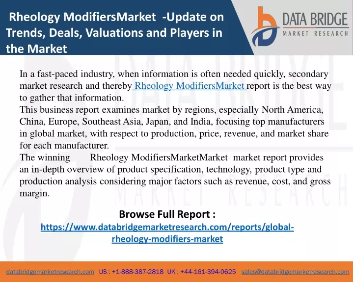 rheology modifiersmarket update on trends deals