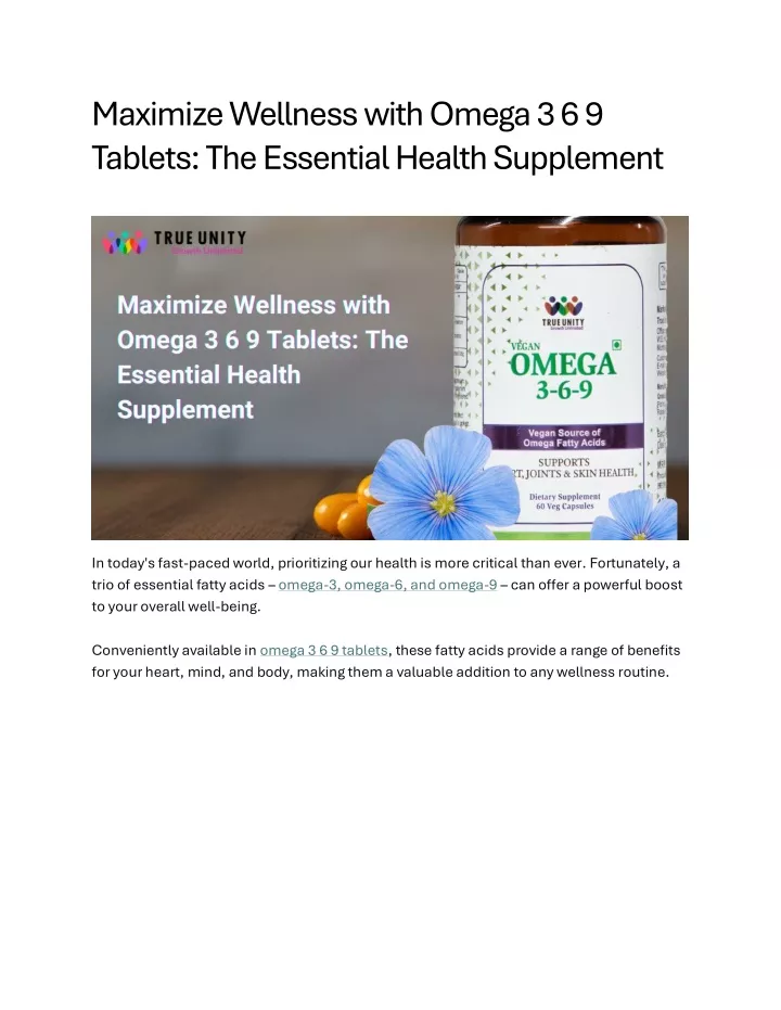 maximize wellness with omega 3 6 9 tablets