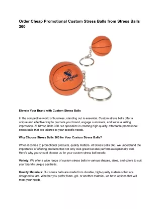 Order Cheap Promotional Custom Stress Balls from Stress Balls 360
