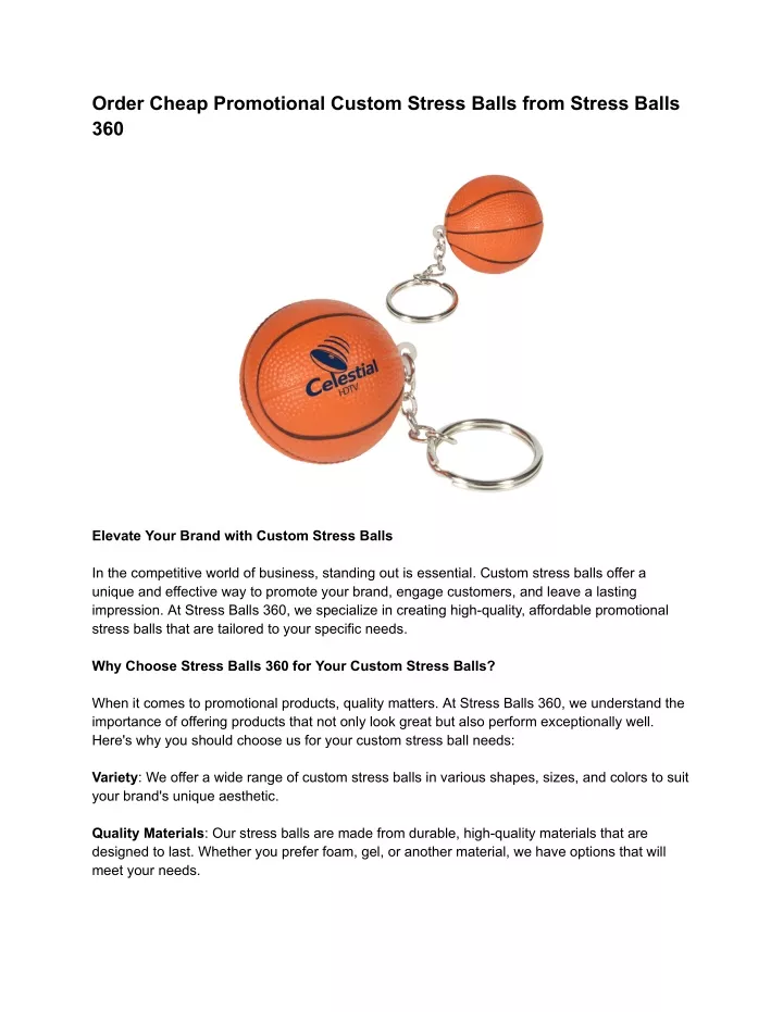 order cheap promotional custom stress balls from