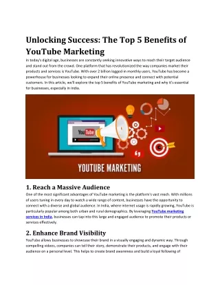 Unlocking Success The Top 5 Benefits of YouTube Marketing