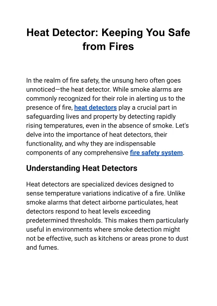 heat detector keeping you safe from fires