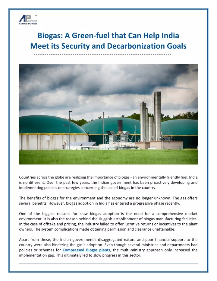 biogas a green fuel that can help india meet