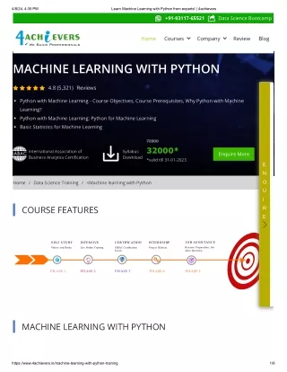 machine learning with python course - 4achievers