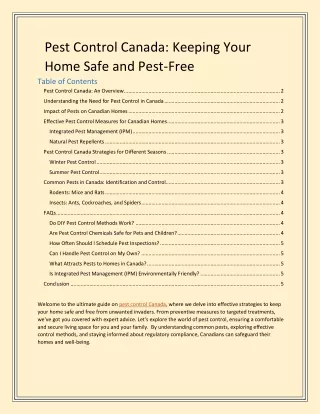 Pest Control Canada - Keeping Your Home Safe