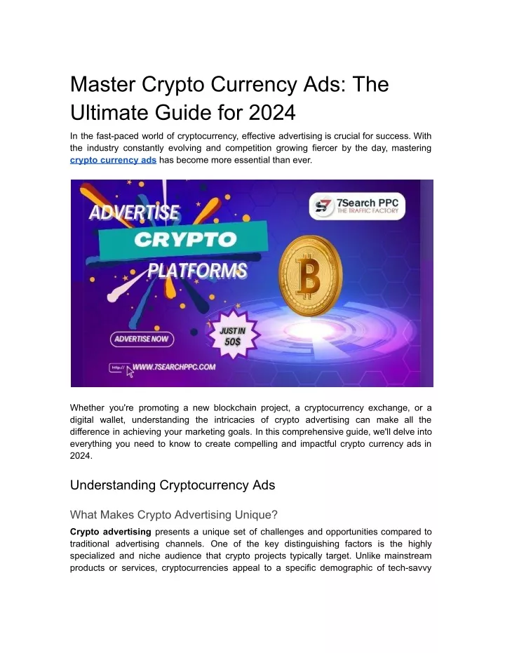 master crypto currency ads the ultimate guide