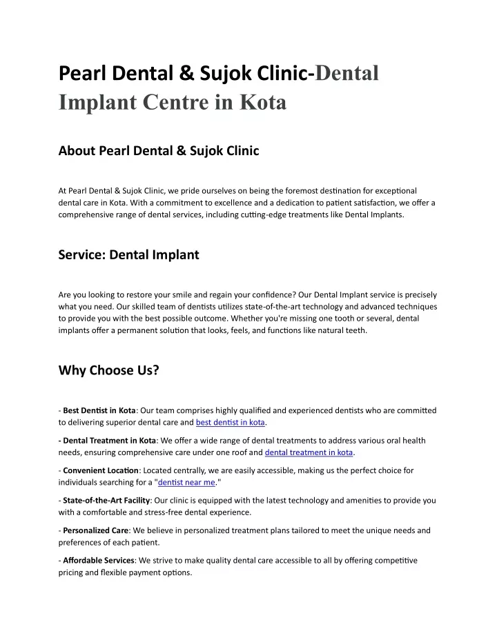 pearl dental sujok clinic dental implant centre