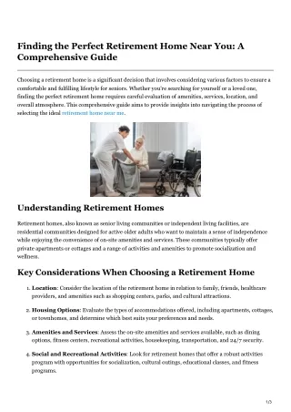 Finding the Perfect Retirement Home Near You A Comprehensive Guide