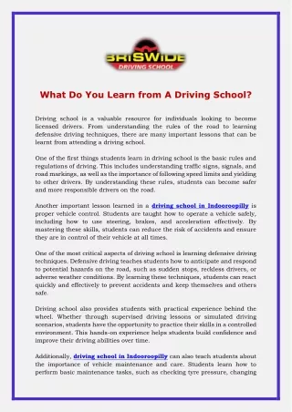 What Do You Learn from A Driving School