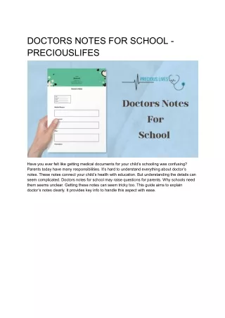 DOCTORS NOTES FOR SCHOOL - PRECIOUSLIFES