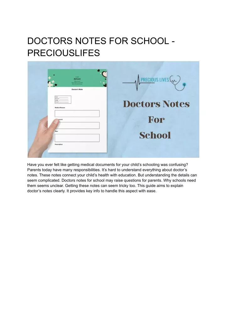 doctors notes for school preciouslifes