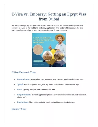 E-Visa vs. Embassy Getting an Egypt Visa from Dubai