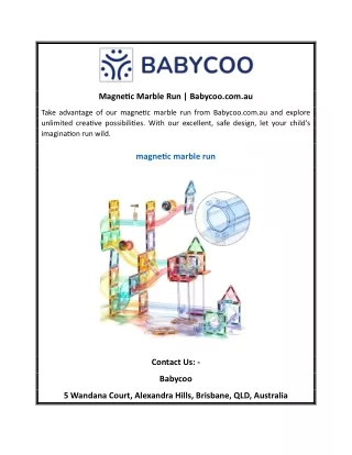 Magnetic Marble Run | Babycoo.com.au