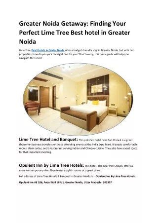 Best hotel in Greater Noida