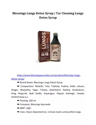 Blessings Lungs Detox Syrup | Tar Cleaning Lungs Detox Syrup