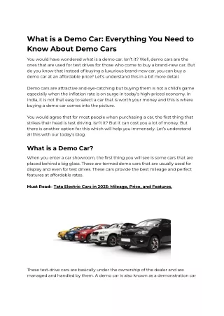 Unveiling the Advantages: What is a Demo Car and Why You Should Consider It
