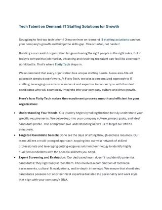 tech talent on demand it staffing solutions