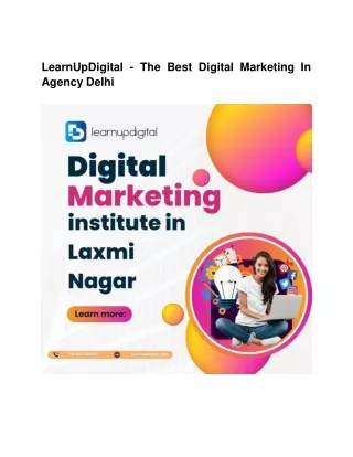 learnupdigital is the best digital marketing agency in delhi