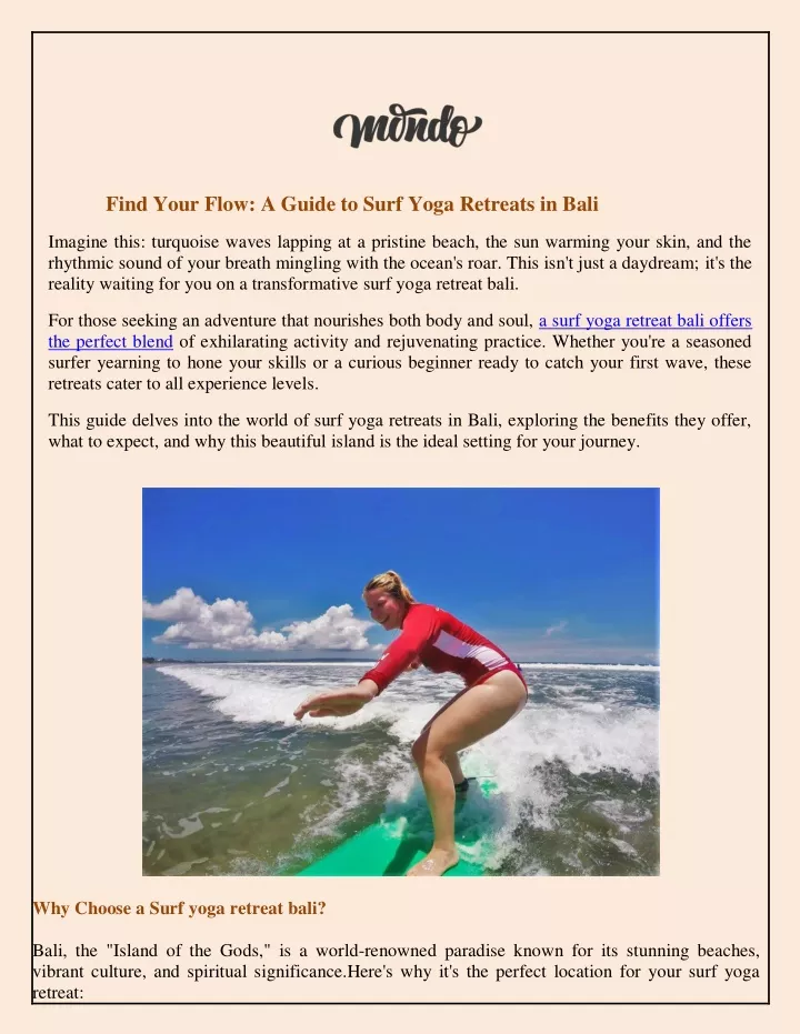 find your flow a guide to surf yoga retreats