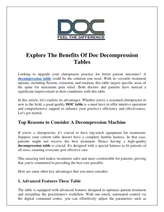 Explore The Benefits Of Doc Decompression Tables