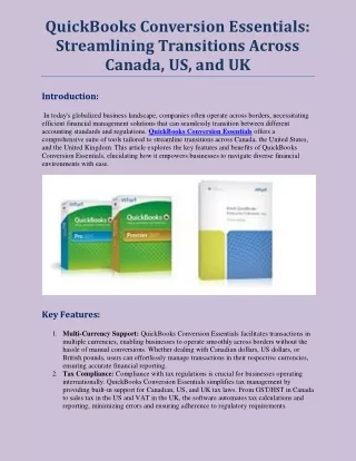 QuickBooks Conversion Essentials: Streamlining Transitions Across Canada, US, a
