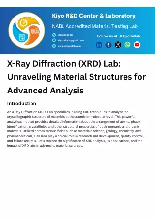 X-Ray Diffraction xrd lab in chennai, X-Ray Diffraction xrd