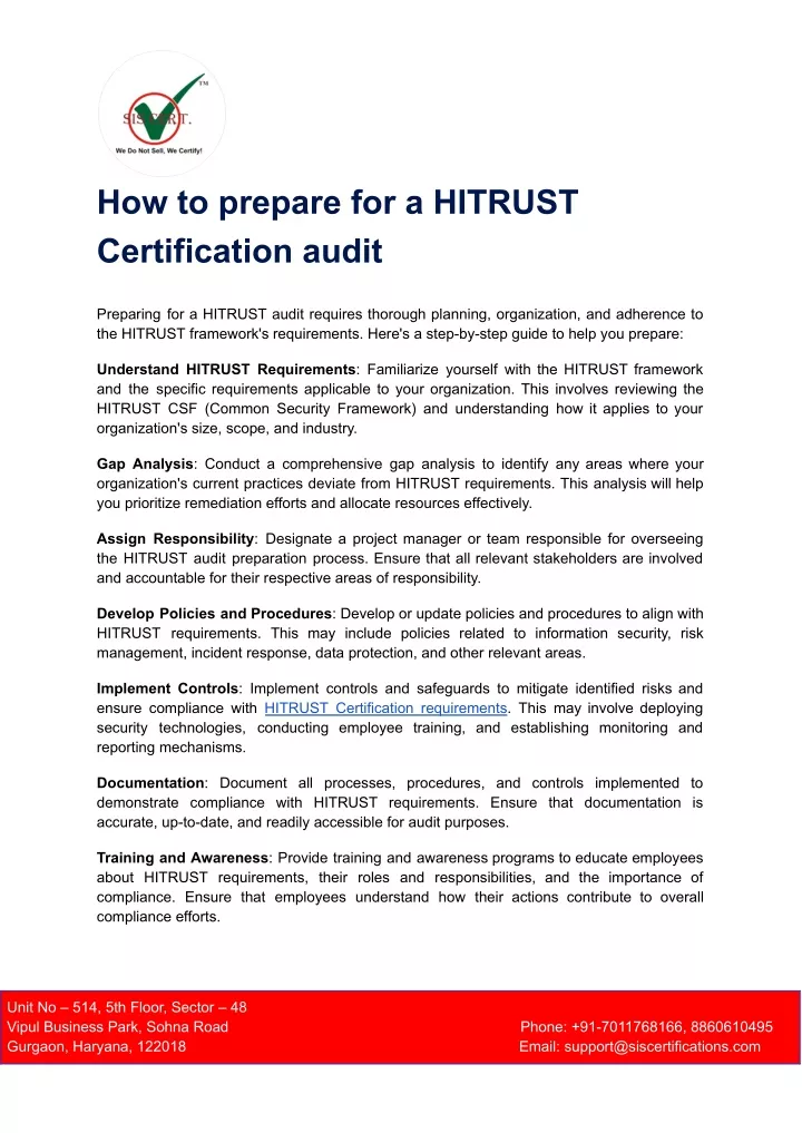 how to prepare for a hitrust certification audit