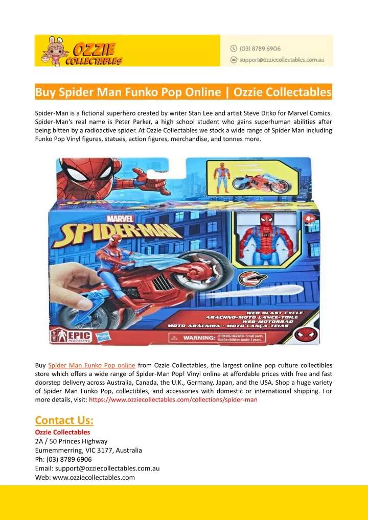 buy spider man funko pop online ozzie collectables