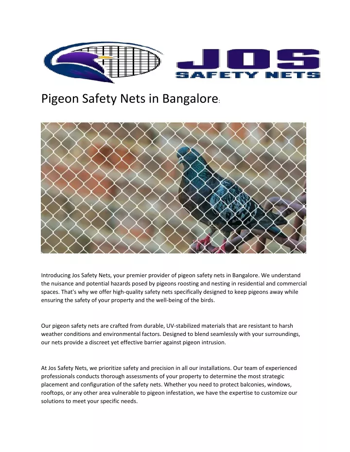 pigeon safety nets in bangalore