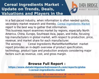 cereal ingredients market update on trends deals
